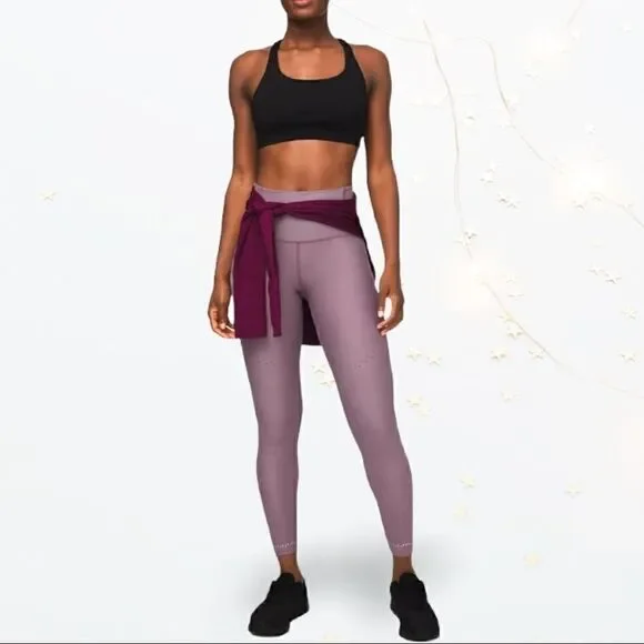 LULULEMON IN FOCUS RUN HIGH-RISE TIGHT FROSTED MULBERRY SIZE 10 LEGGINGS NWT NEW - Picture 2 of 11